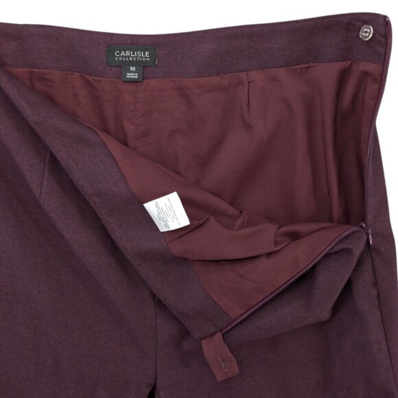 Carlisle Collection Virgin Wool Blend Pants Womens Burgundy Side Zip Lined Sz 10 - Picture 4 of 11